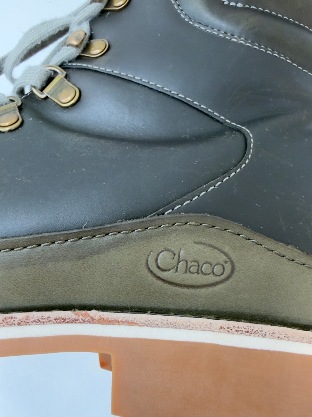 Chaco Fields WP Women's Hiking Boots Olive Green Leather Waterproof Size 8.5 - Picture 10 of 14